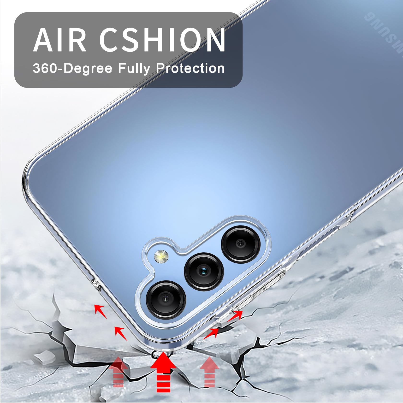 FLLAO Cover Compatibile con Samsung Galaxy A15 5G /4G con 3 Pellicola Vetro Temperato, Custodia Trasparente Ultra Sottile Silicone TPU Morbido Case Protettivo Trasparente
