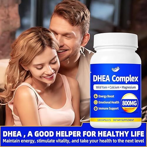 Miniatura 7 de Suplemento DHEA para mujeres y hombres 200 mg, complejo DHEA micronizado 800mg con ñame silvestre, calcio, magnesio, vitamina C, apoya la inmunidad,