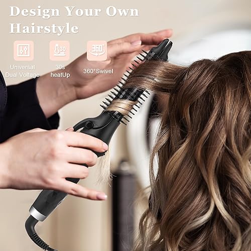 Miniatura 3 de CNAIER Plancha rizadora de pelo 2 en 1 de 1 pulgada que produce rizos clásicos y alisadores, para uso en cabello corto, mediano y largo