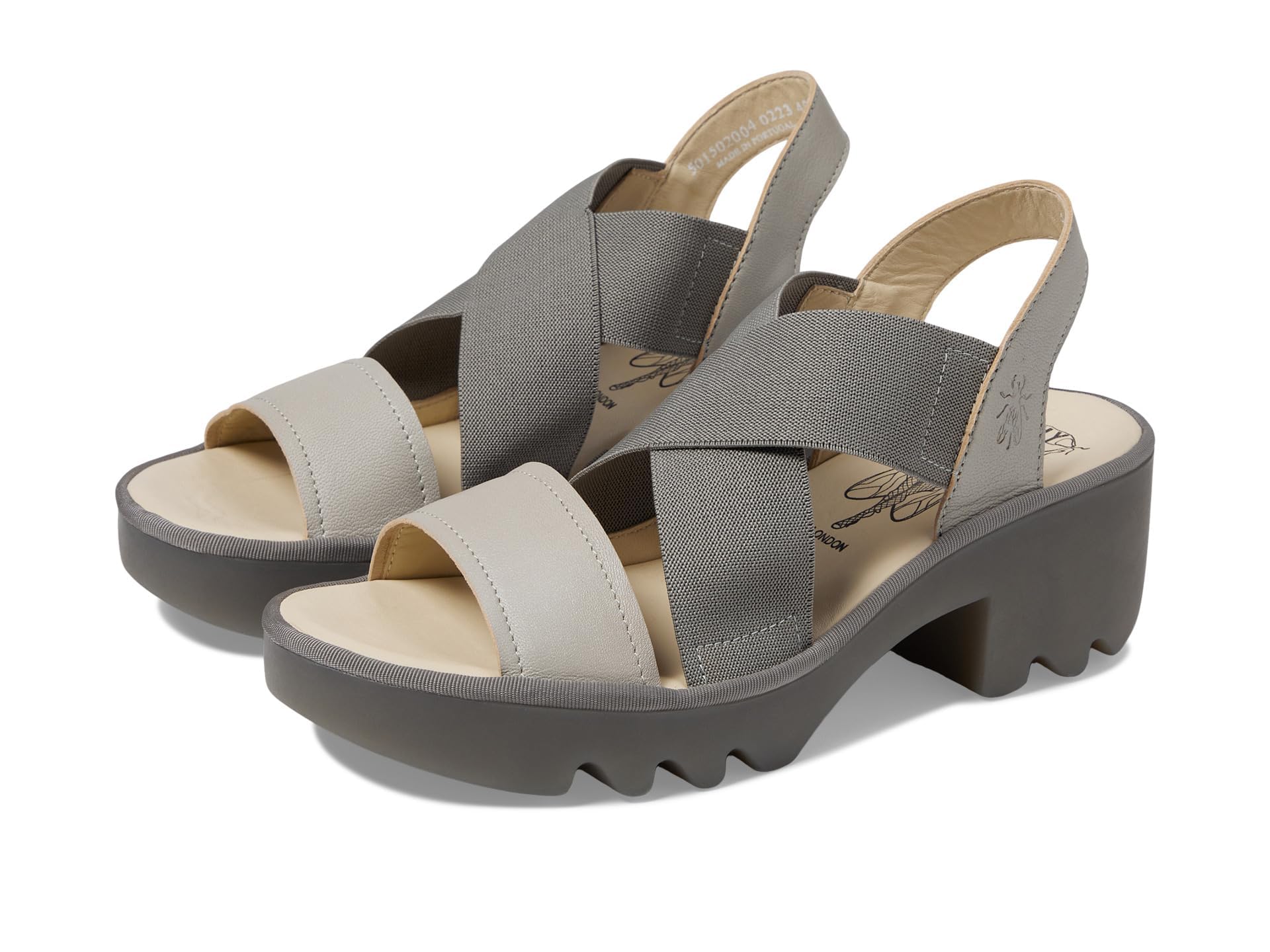 Fly London Taji Thalia Silver Womens Wedge Sandals P501502-004 in a Plain Leather and Textile in Size 40