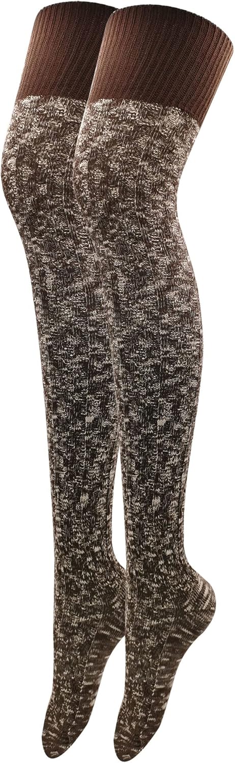 HYTENSUN Women's Thigh High Knitted Winter Boot Socks Vintage Extra Long Leg Warmer Over Knee High Stockings - Image 2