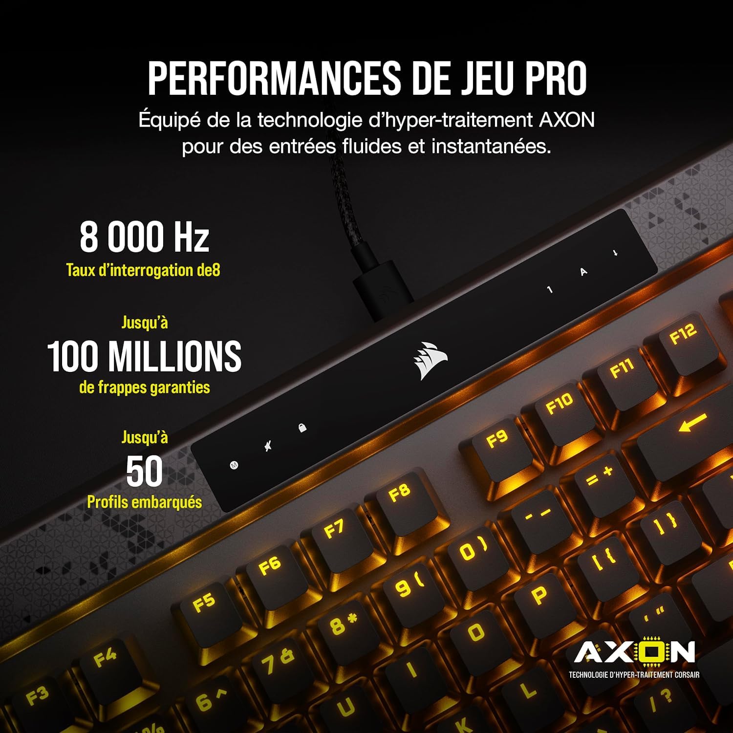 CORSAIR K70 MAX RGB Magnetic Tastiera da Gioco Meccanica cablata - MGX Switches Regolabili - PBT Double Shot Keycaps - Rapid Trigger Mode - Compatibile con iCUE - PC, PS5, PS4, Xbox - AZERTY FR -