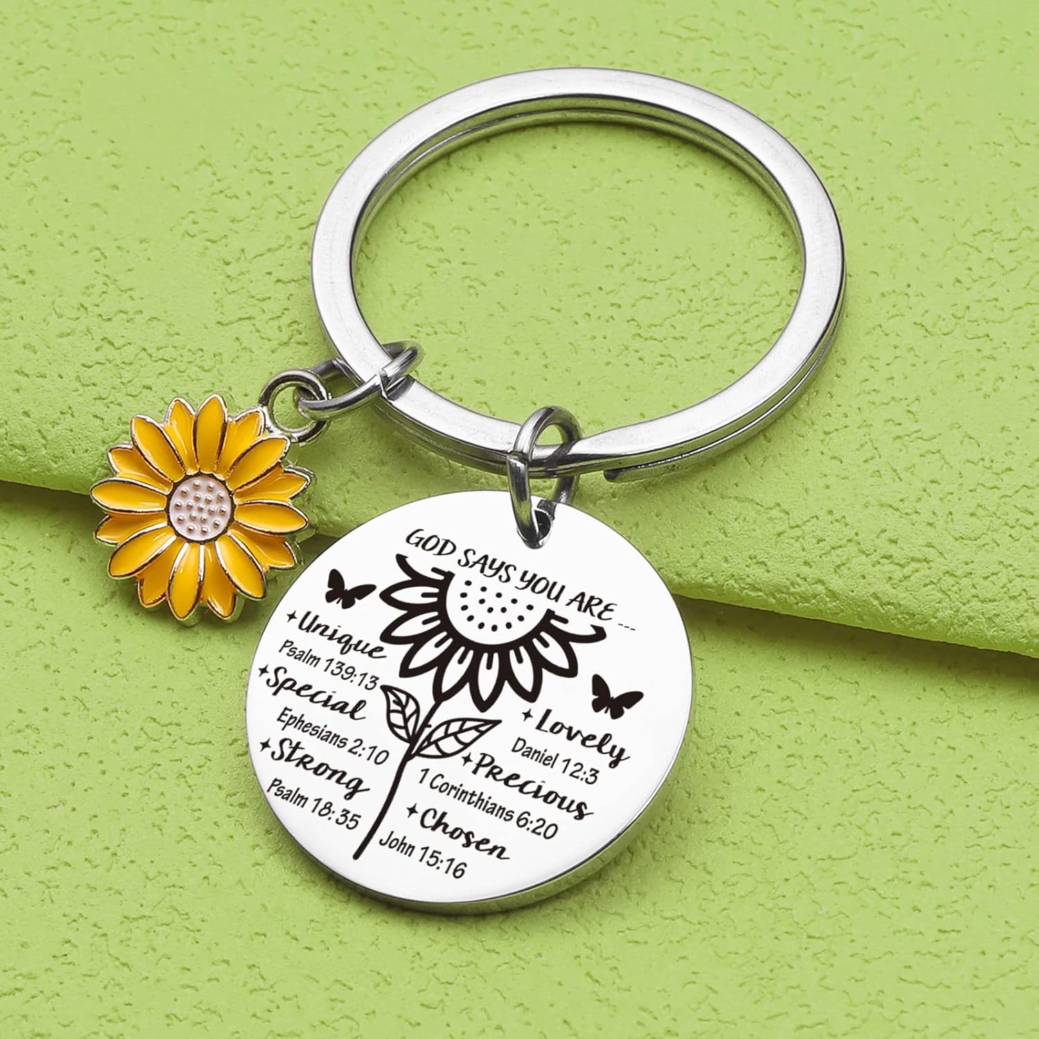 Religious Keyring Christian Gifts For Woman Sunflower Lover Gift Religious Baptism Jewelry - Image 4
