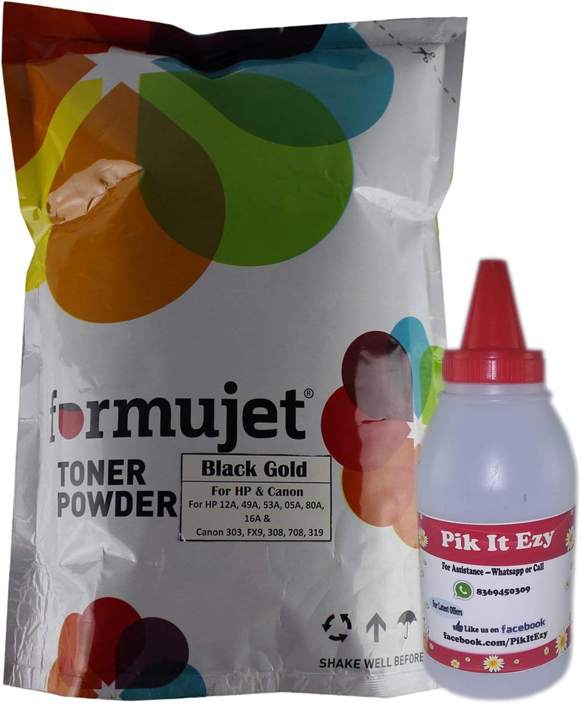 Formujet Black Gold Toner Powder 1 Kg for Refilling HP Laser Jet Toner Cartridge - HP 12A (Q2612A), HP 15A, 49A, 53A, 05A, 80A, 55A, 42A, 51A, 96A, 16A, 82X, 43X, Canon 303 etc