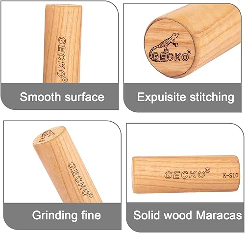 Miniatura 5 de GECKO Maracas - Martillo de arena, instrumento de percusión, maracas naturales de madera para adultos, utilizado en actuaciones en vivo y