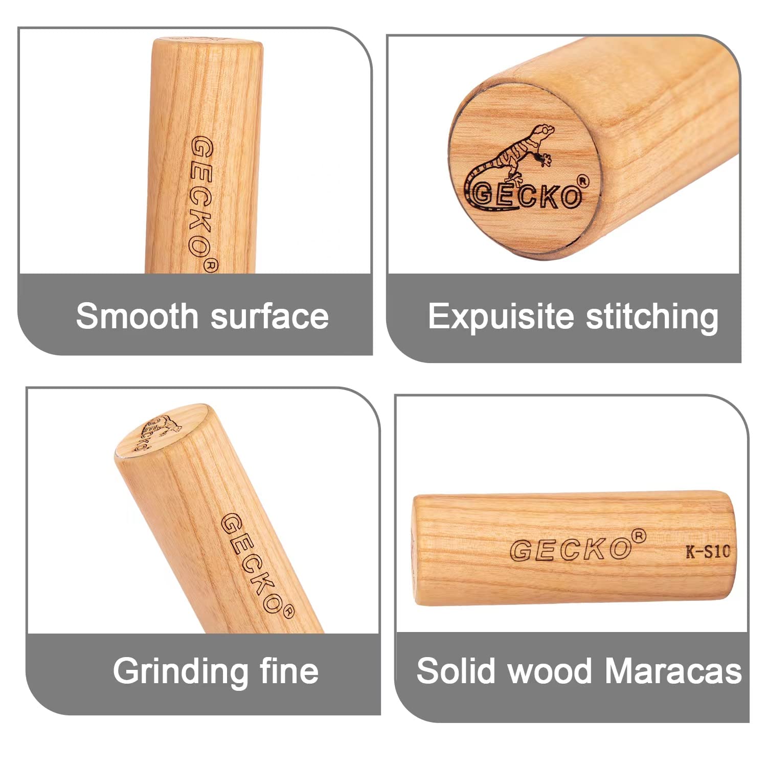 GECKO Maracas Sand Hammer Percussion Shaker Instrument, Wooden Natural Maracas for Adults, Used in Live Performances and Concerts, Suitable for Kahun Drummers, Guitarists and Singers - Image 5