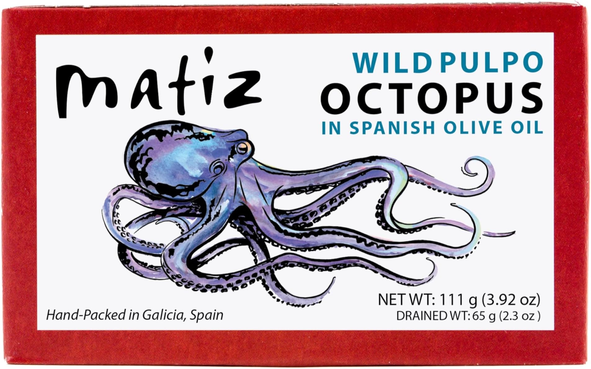 Matiz Pulpo Wild-Caught Pulpo Spanish Octopus in Olive Oil 4.0 Oz, (2 Pack)