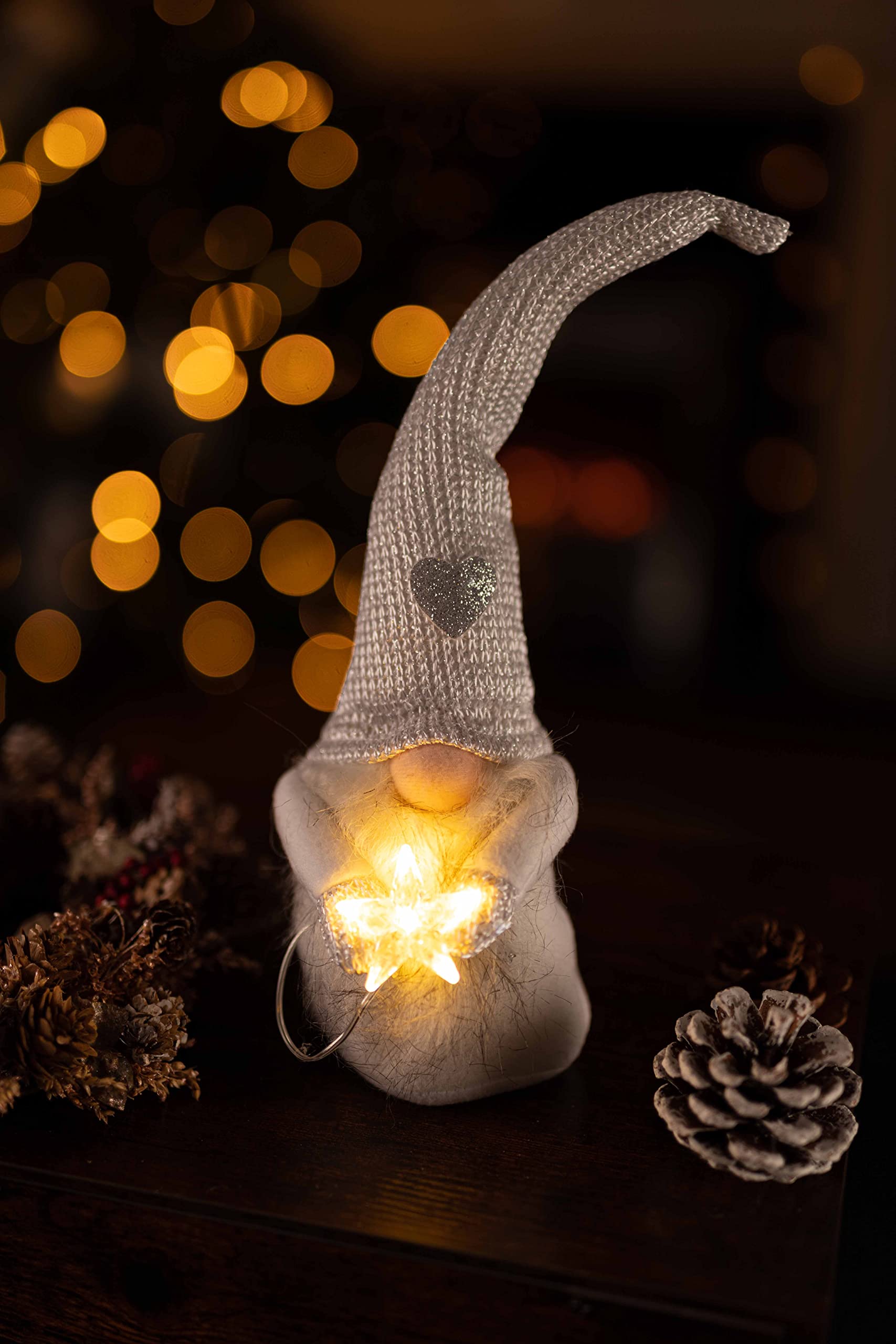 Marco Paul Weihnachts-Gonk Figur – Leuchtender Plüsch Weihnachtsmann, 39 Cm, Mit LED-Beleuchtung