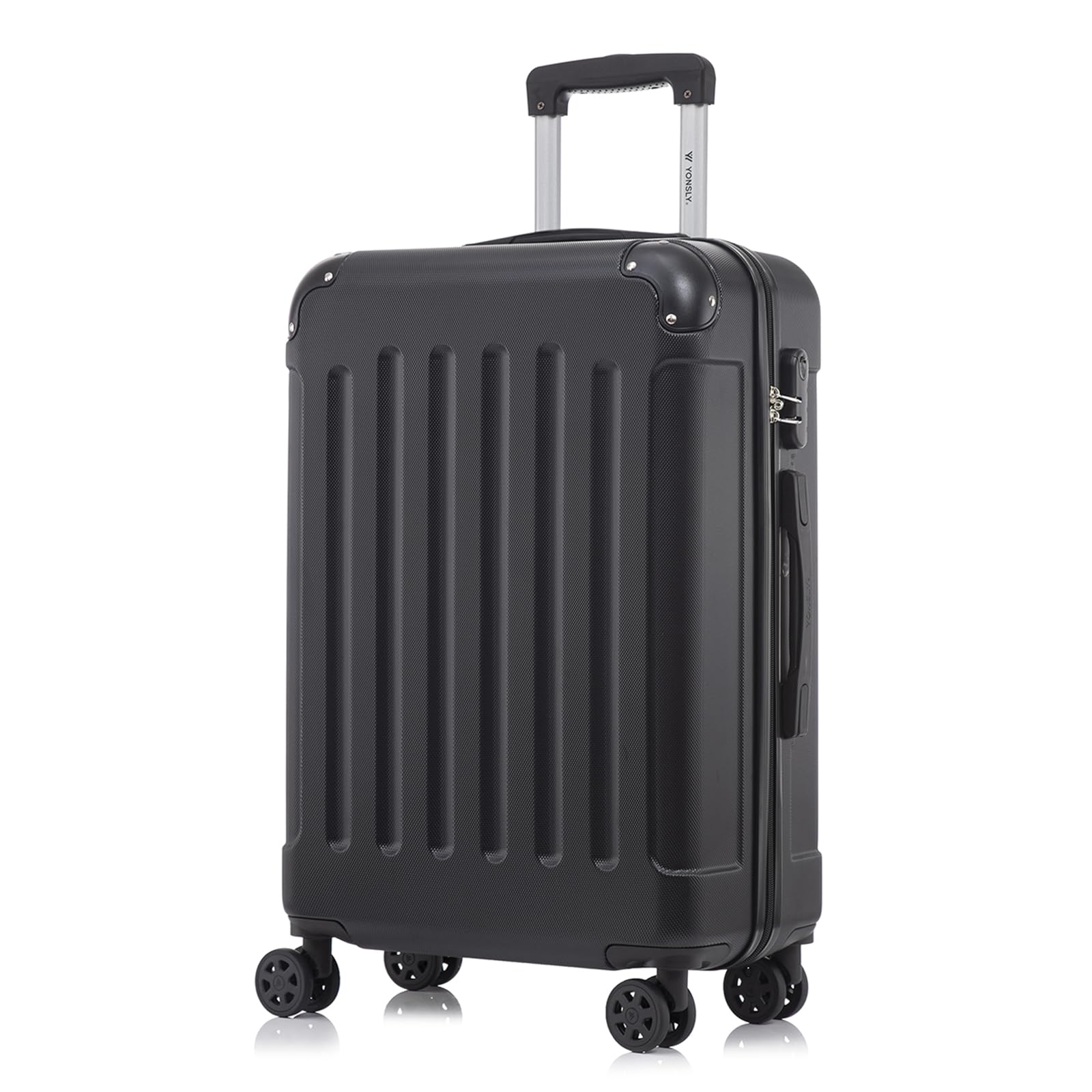 yonsly Koffer Suitcase, Trolley Reisekoffer, Rollkoffer Handgepäck mit 4 Rollen 360°, ABS Hartschalen, Sicherheitsschloss, Weicher Gummigriff, 210D-Futter