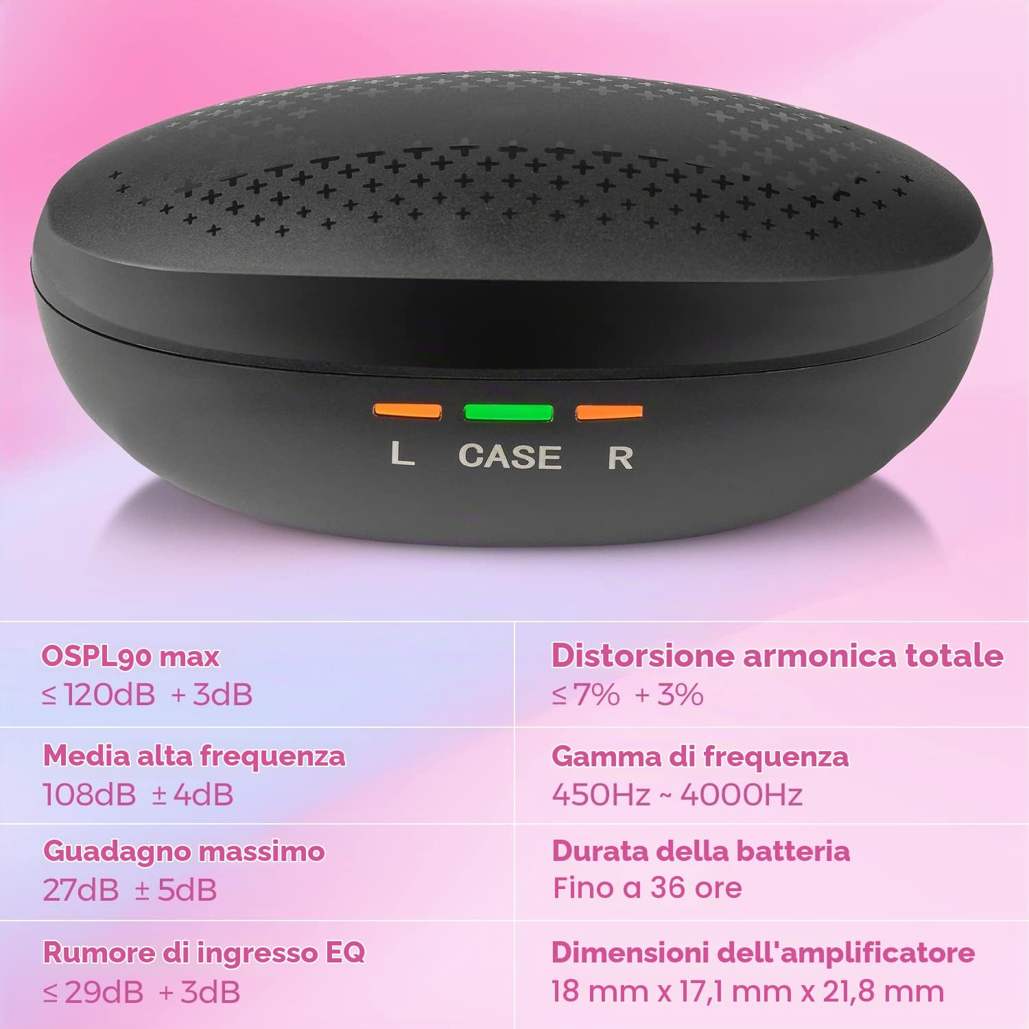 Mini Digital - ITE ricaricabile personale - dispositivo leggero con cancellazione del rumore, rilevamento nell'orecchio e quadrante di controllo del volume per adulti anziani, nero