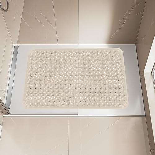Miniatura 7 de OTHWAY Tapete de ducha grande de 34 x 23 pulgadas, tapete de ducha antideslizante de elastómero termoplástico para cabina de ducha a ras de suelo,