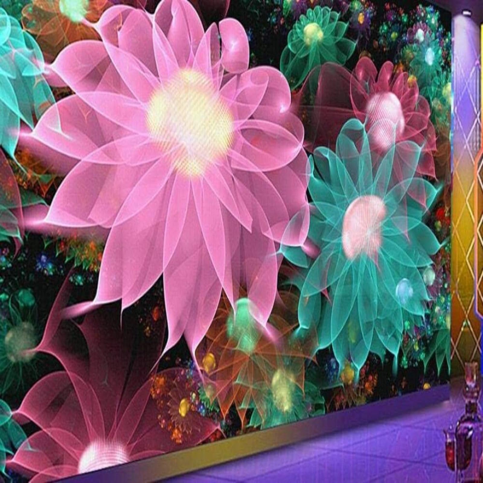 Papel pintado 3D de flores XLMING en textura de seda para pared de salon comedor 350x256cm