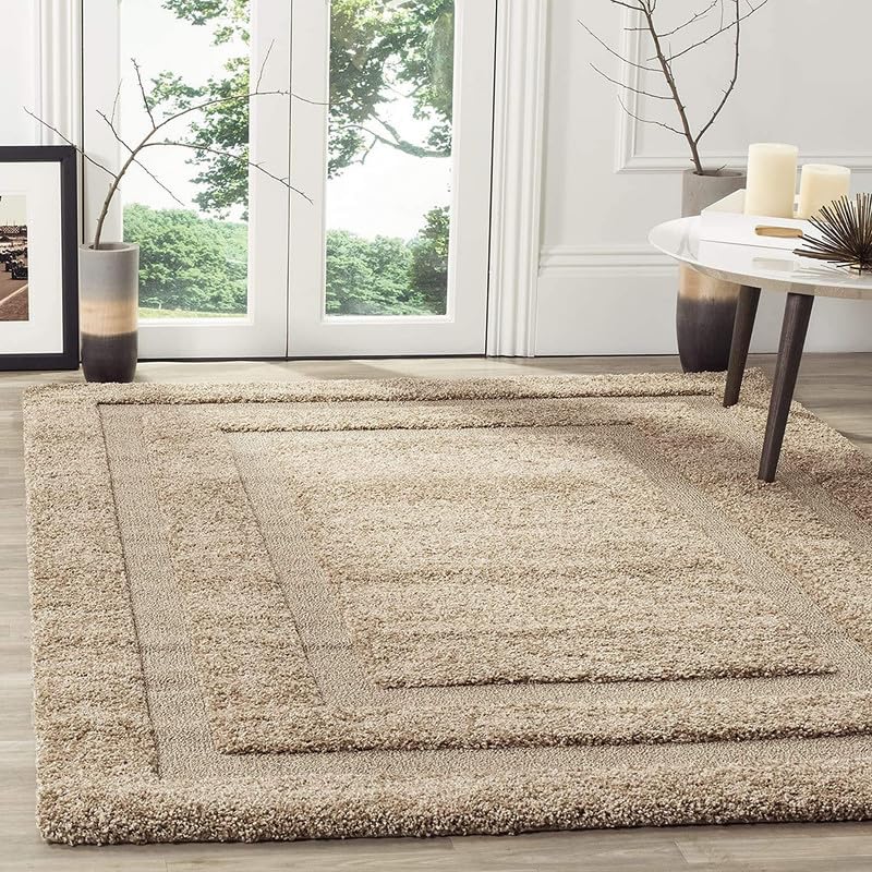 Image of Shaggy Carpet for Home 8X10 FEET Ultra-Soft, Thick, and Stylish Shag Texture Ideal for Living Room, Bedroom, or Office - Easy to Clean and Perfect (Beige Ferm)
