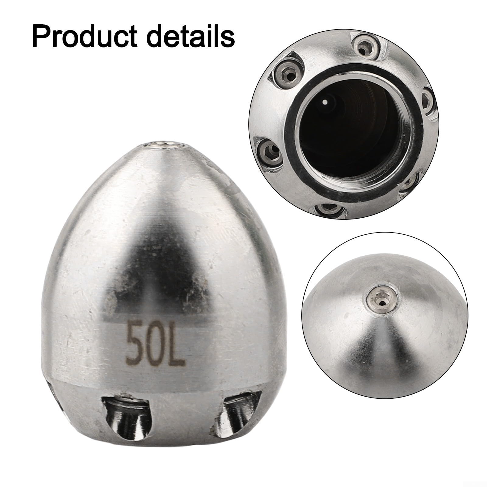 Boquilla de limpieza, limpiador de alta presión desatascador de alcantarillado Boquilla 50/83/100L, frontal 1 trasera 6 1/2 pulgadas tubería canal de agua de mina (50L)
