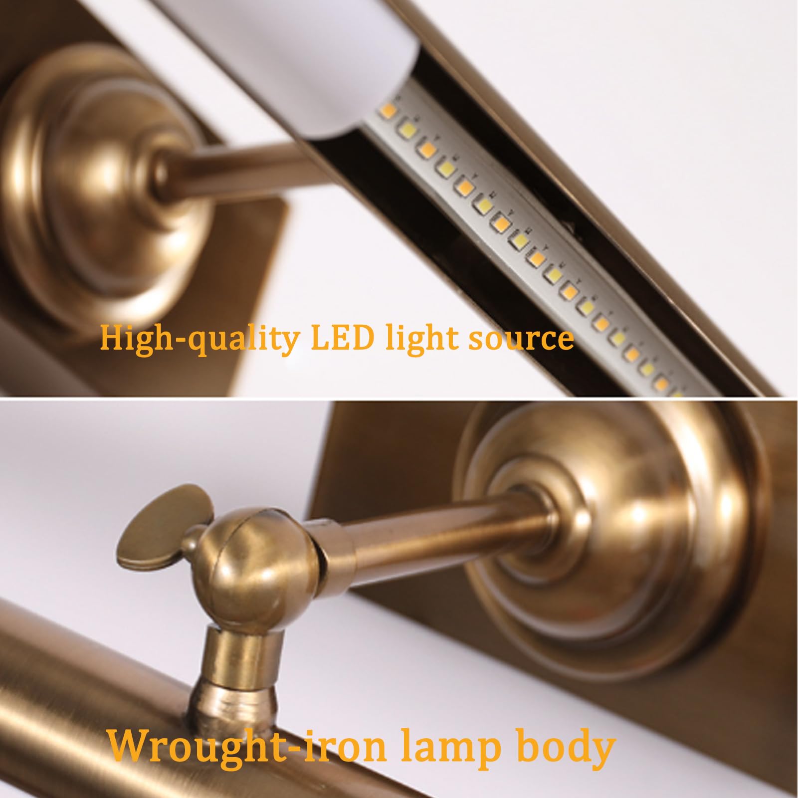 Lampa LED na lustro, lampa ścienna, nowoczesna lampa ścienna, metalowa, wodoszczelna, do łazienki, do toaletki, salonu, makijażu (srebrne, ciepłe światło, 41 cm)