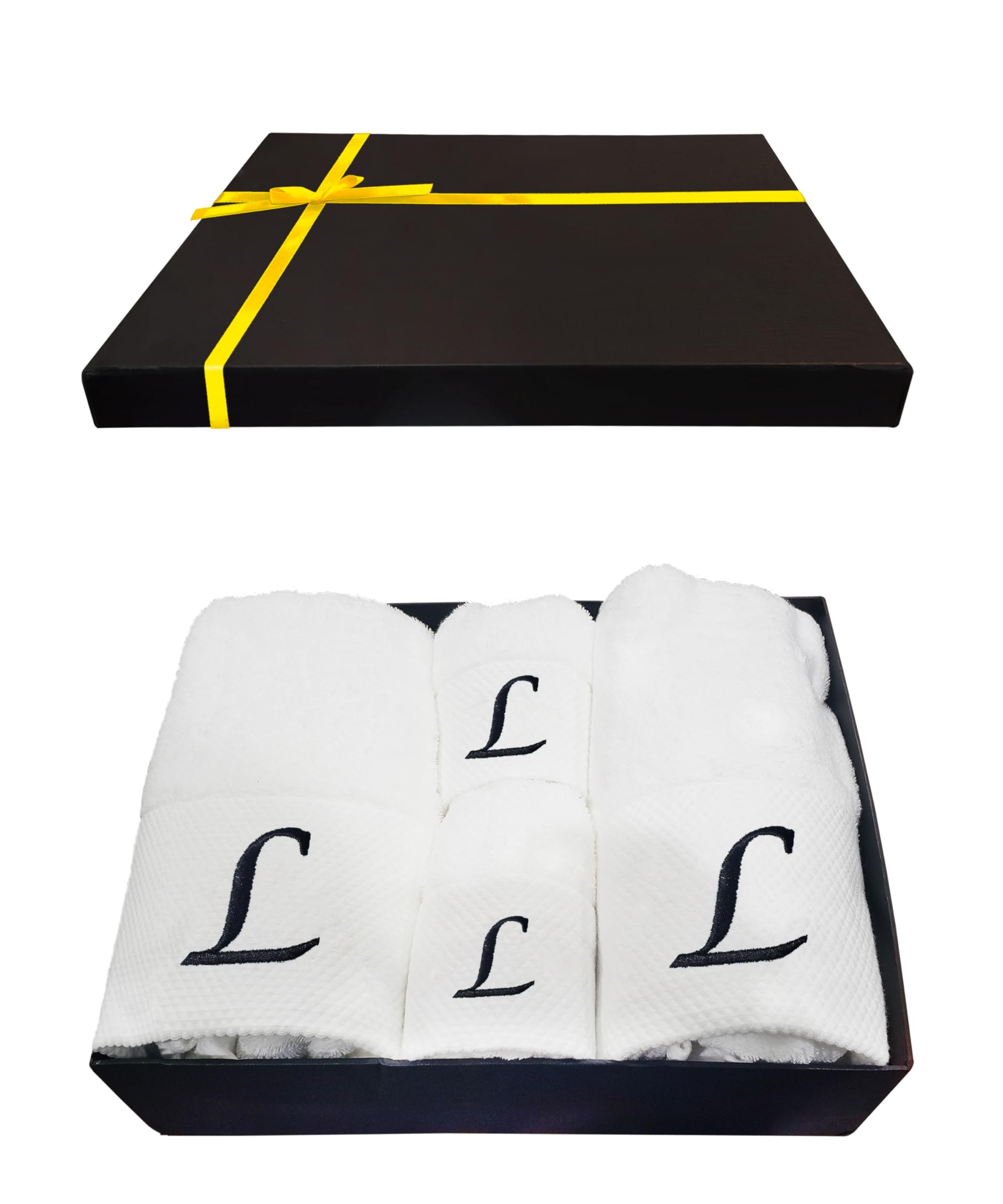 Amazon｜ラグジュアリーモノグラムタオルセット - 4パック ソフト