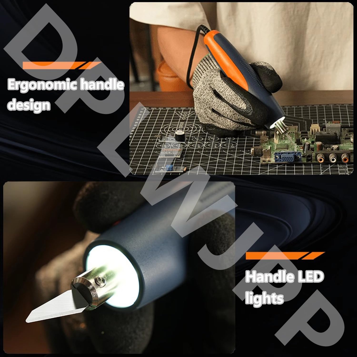 65W Wibracyjny Przenośny Profesjonalny Nóż Ręczny do Cięcia Rzeźbiarski z 5 Ostrzami 40kHz do Cięcia Wibracyjnego dla Modeli z Żywicy 3D, Przycinanie i Usuwanie Zadziorów