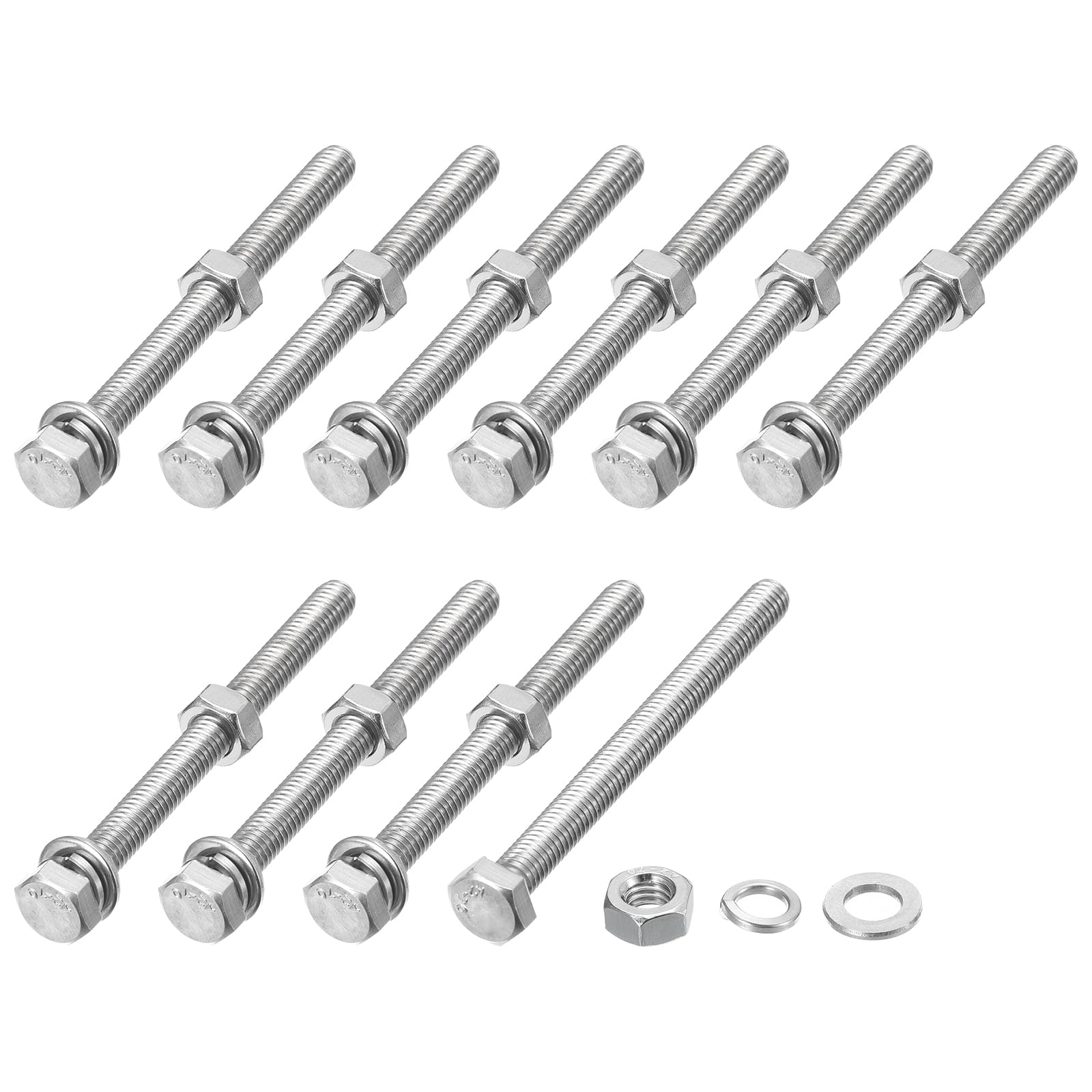 METALLIXITY Hex Head Screws Bolts, Nuts, Flat & Lock Washers Kits (M6-1x70mm) 10 Set