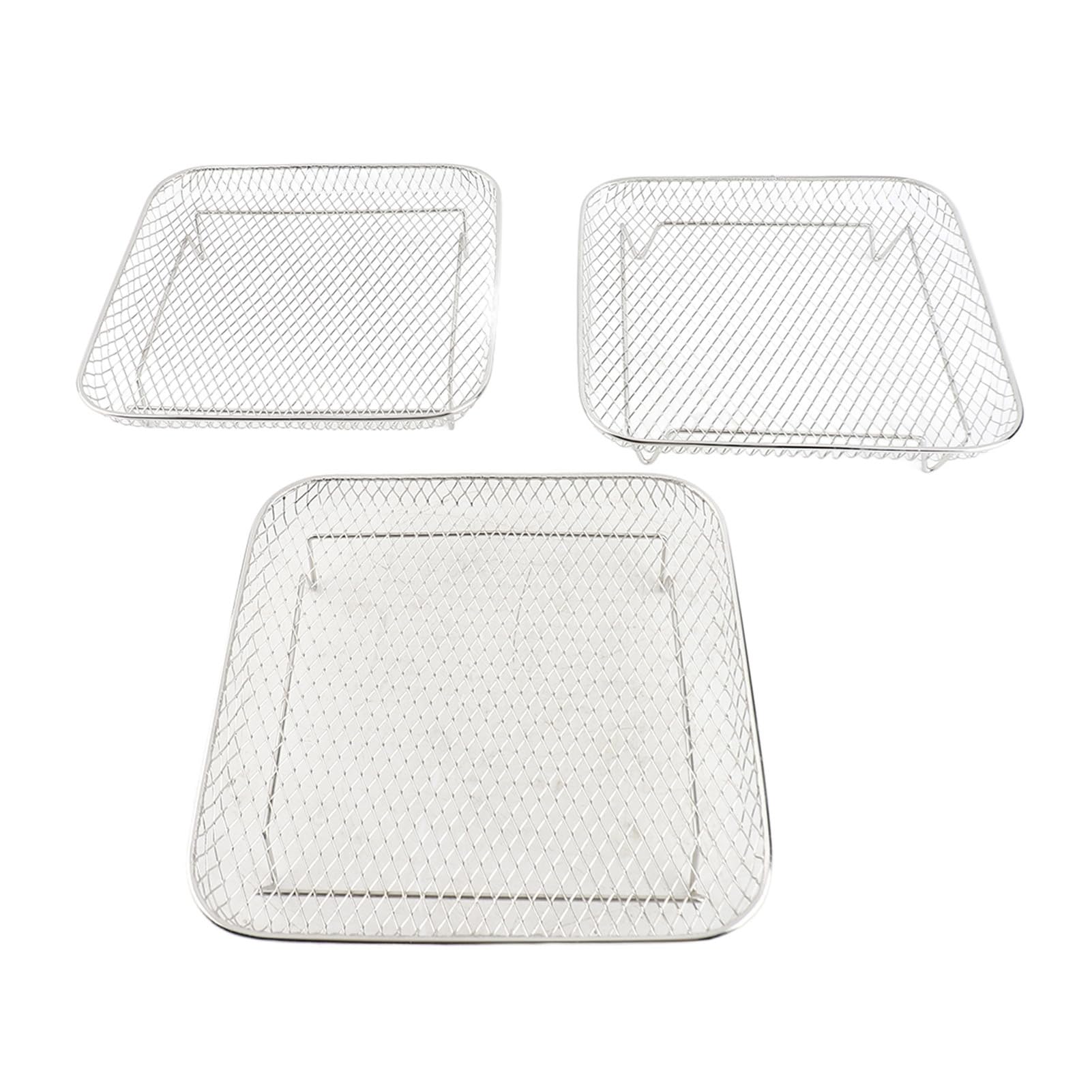 Support de friteuse carré à 3 Couches, Lavable au Lave-Vaisselle, Accessoire de Grille de Cuisson en Acier Inoxydable SUS304
