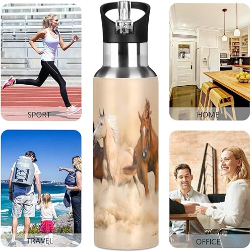 Miniatura 5 de Linda botella de agua de koala para niños, de acero inoxidable, con aislamiento al vacío, botella de boca de sandard con asa ancha