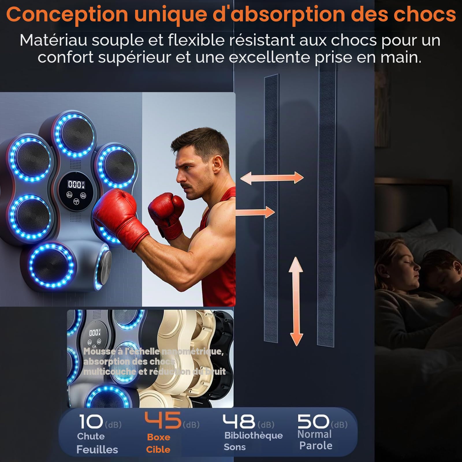 Machine de Boxe Musicale Adulte, 9 Modes de Vitesse Boxe Mural Musique avec Gants de Boxing Machine, Smart Bluetooth Music Boxeur électronique pour Enfants et Adultes Entraînement à la Maison