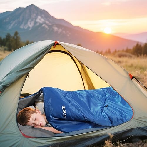 Vista 66 de Redcamp - Saco de dormir para niños, para acampada, 32 a 77 grados, 3 estaciones, clima cálido o frío, para niños, niñas y adolescentes, color azul