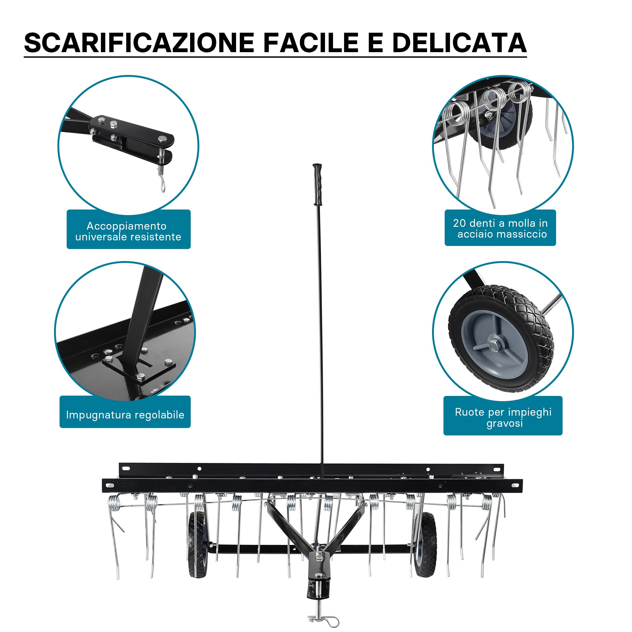 Scarificatore a molle per trattorini, larghezza di lavoro 100 cm