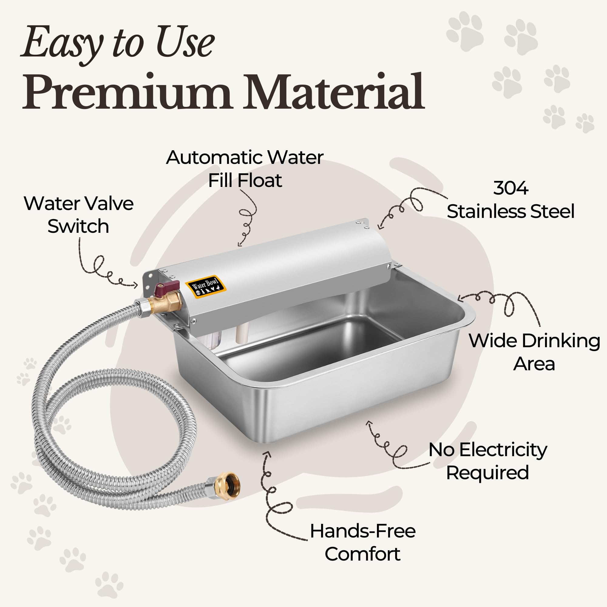 Dispensador automático de agua para mascotas, cuenco de agua de llenado automático de acero inoxidable 304 para perros, aves de corral y ganado, control de nivel de agua flotante, compatible con
