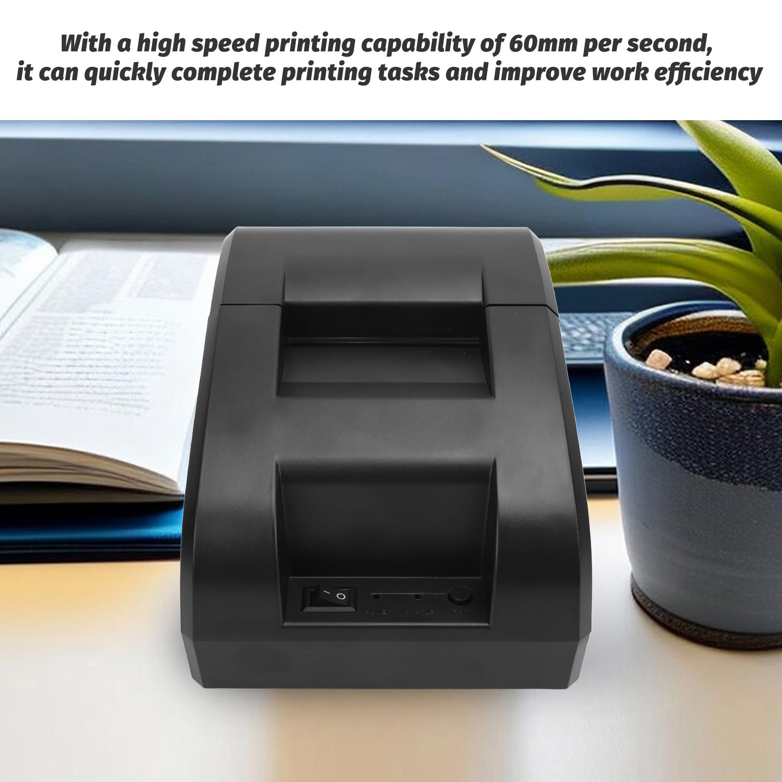 XUMIUZIY Impresora Térmica de Recibos, Impresora Térmica de Recibos de Impresión de Alta Velocidad de 58 Mm y 203 PPP, Conexión USB o Bluetooth, Compatible con Múltiples Sistemas, para (Enchufe de