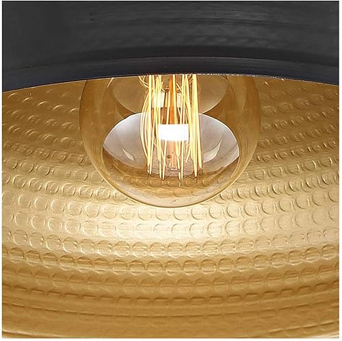 Miniatura 9 de Possini Euro Design Camden - Lámpara colgante de latón cálido negro de 15 34 pulgadas de ancho, pantalla de cúpula rústica industrial para comedor,