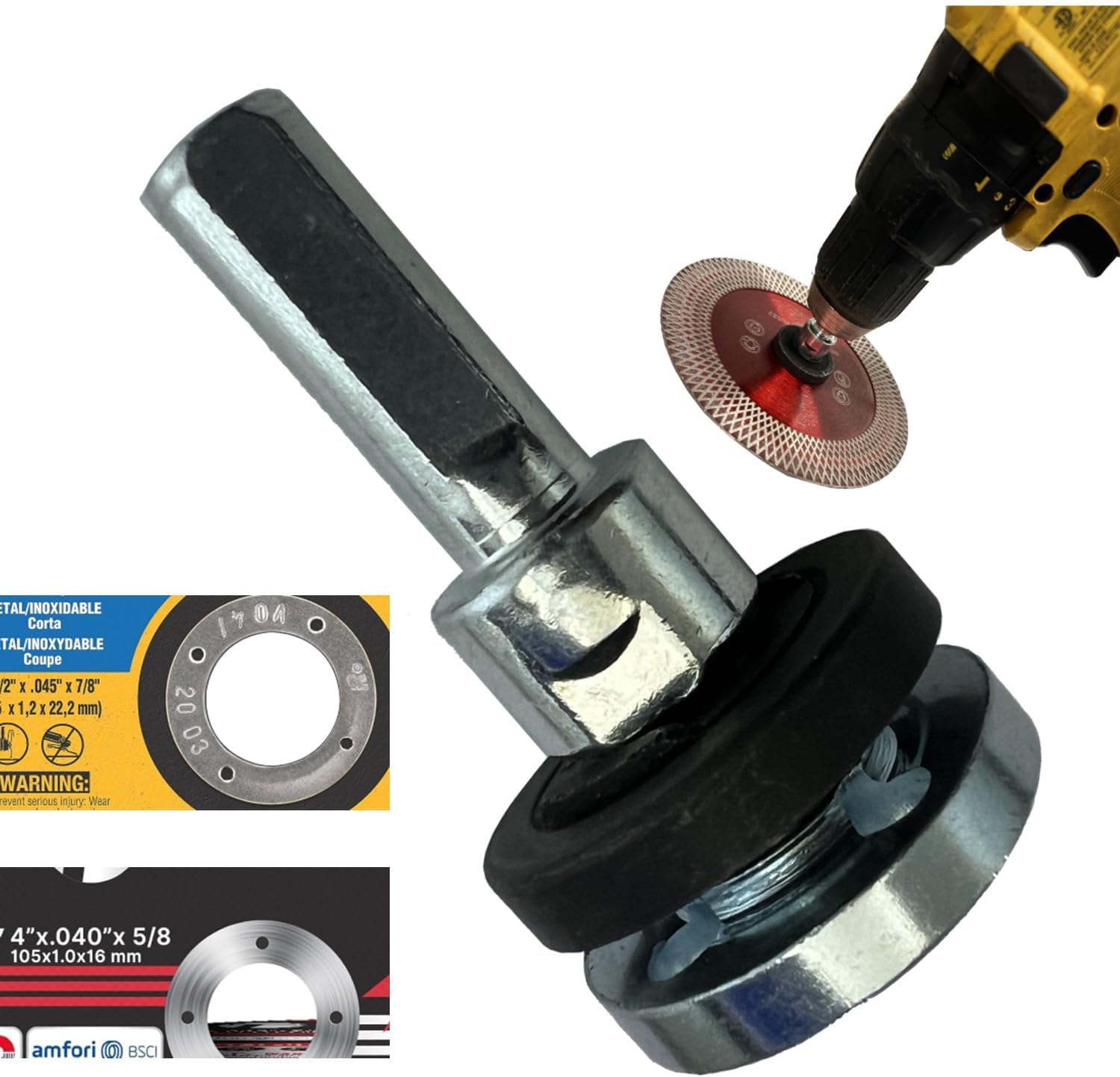 Keyfit Tools U.S.A. Drill Adapter Attachment for 3/8" 5/8" & 7/8" Arbor Grinding Discs & Abrasive Cut Off Wheels Precisely Converts Your Angle Grinder Discs to Drill Power Fits Standard Size Holes