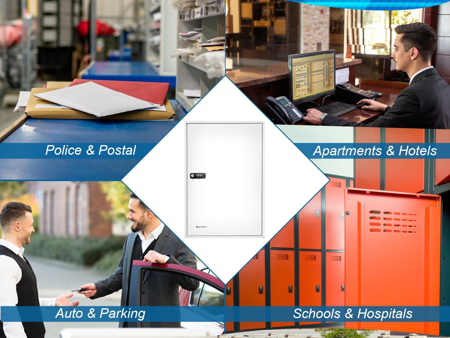 Barska 200-Position Key Cabinet Lock Box – Combination Lock, Adjustable Numbered Hooks, Color-Coded Key Tags, Steel Construction – Gray Finish