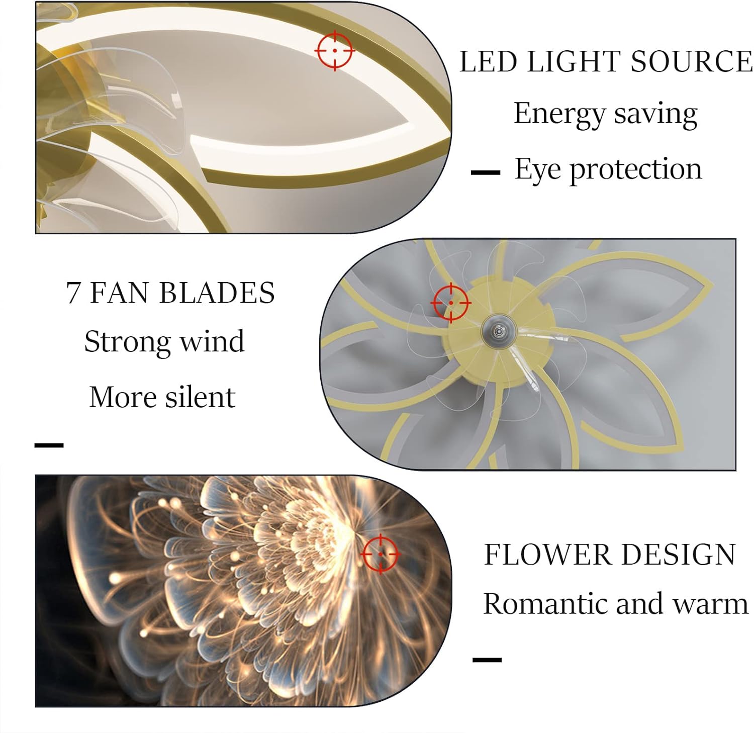 YUEGOO Ceiling Fans with Lamps,Silent Led Dimmable Ceiling Fan with Light 6 Speed Reversible Timer Chandelier Fan Modern Design Winter Summer Mode for Living Room Bedroom/White