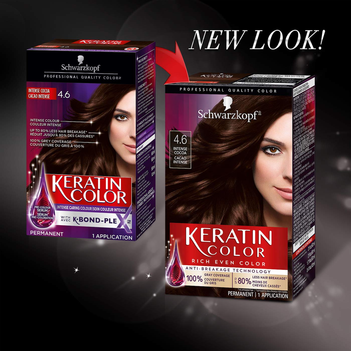 Schwarzkopf Keratin Color Permanent Hair Color Cream, 4.6 Intense Cocoa (Packaging May Vary) : Beauty & Personal Care
