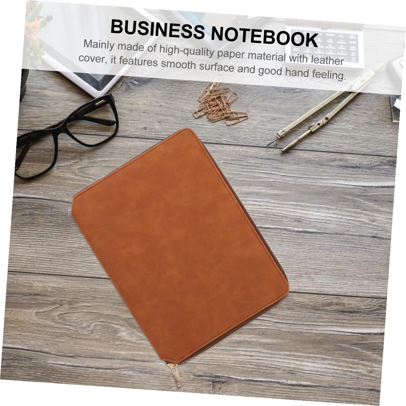 Cabilock Cuaderno de Negocios A5 con Funda de Cuero y Cremallera, Bloc de Notas Empresarial Multiusos para Oficina, Estudio y Hogar, Cuaderno de Planes Compacto y Funcional