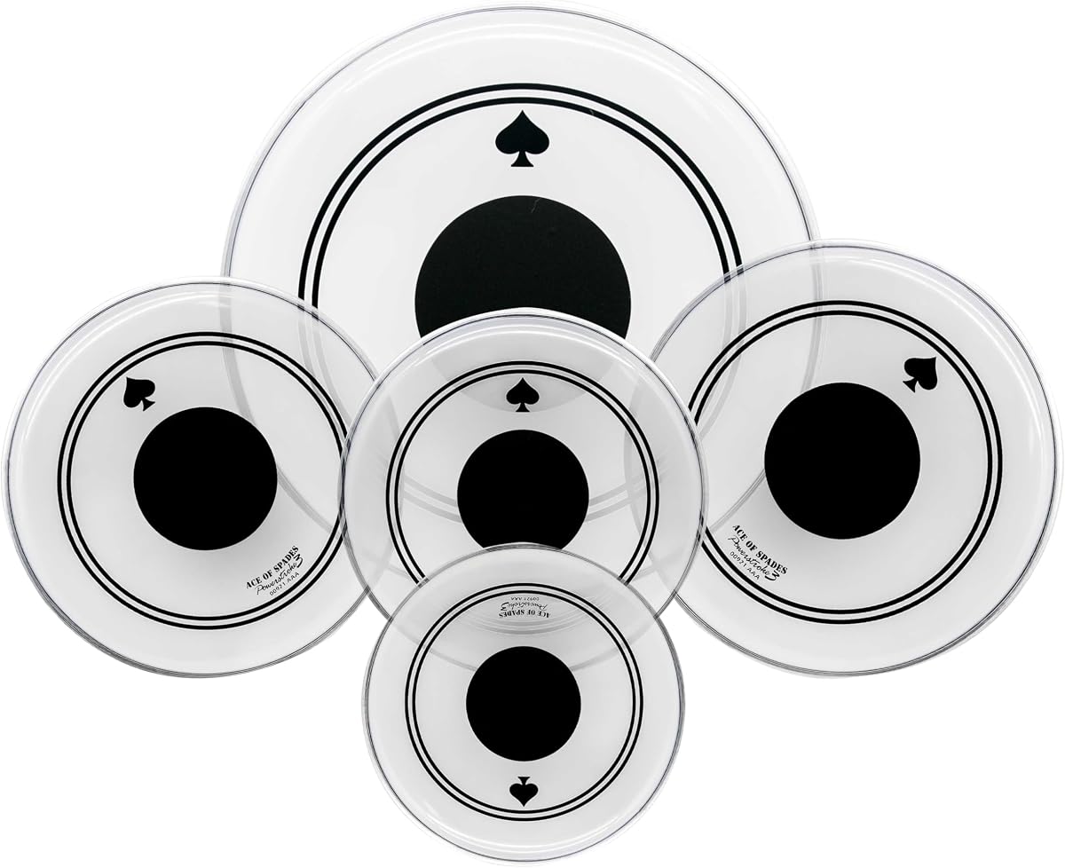 5-Piece Reinforced Drum Head Set – 10-22" with Black Dot for Dent Resistance & Deeper Bass, Double Durability, Enhanced Punch & Warmth, Frosted 10mil PET + 0.28mm Patch for Standard Kits