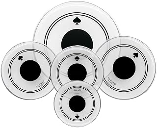 5-Piece Reinforced Drum Head Set – 10-22" with Black Dot for Dent Resistance & Deeper Bass, Double Durability, Enhanced Punch & Warmth, Frosted 10mil PET + 0.28mm Patch for Standard Kits