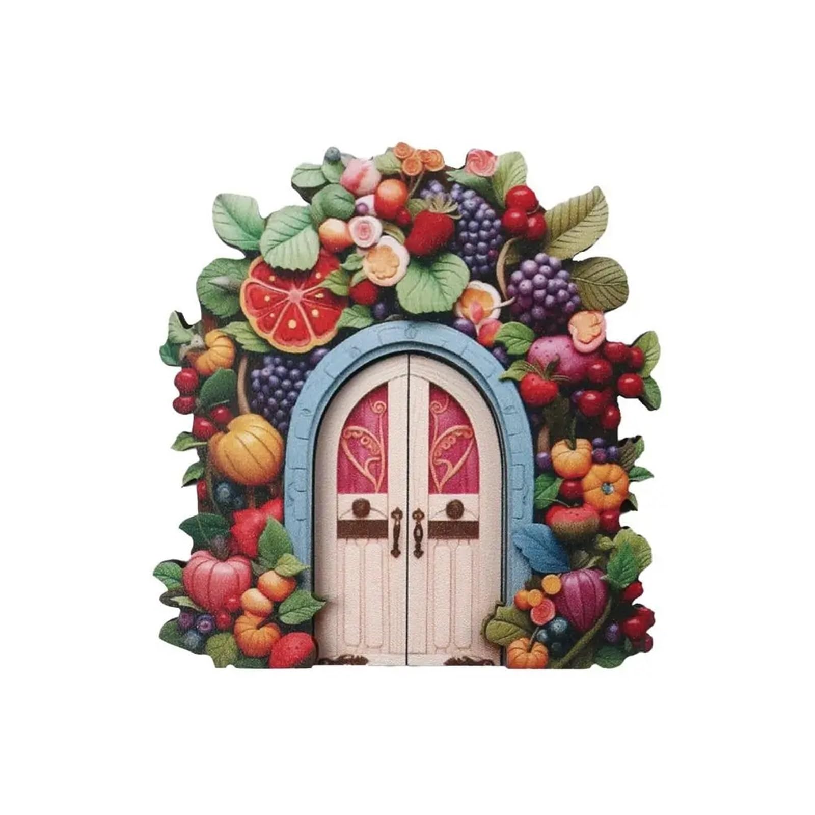 Dazhua Handmade Wooden Fairy Gnome Door Figurine - Miniature Elf Door for Fairy Gardens and Home Decor(04)