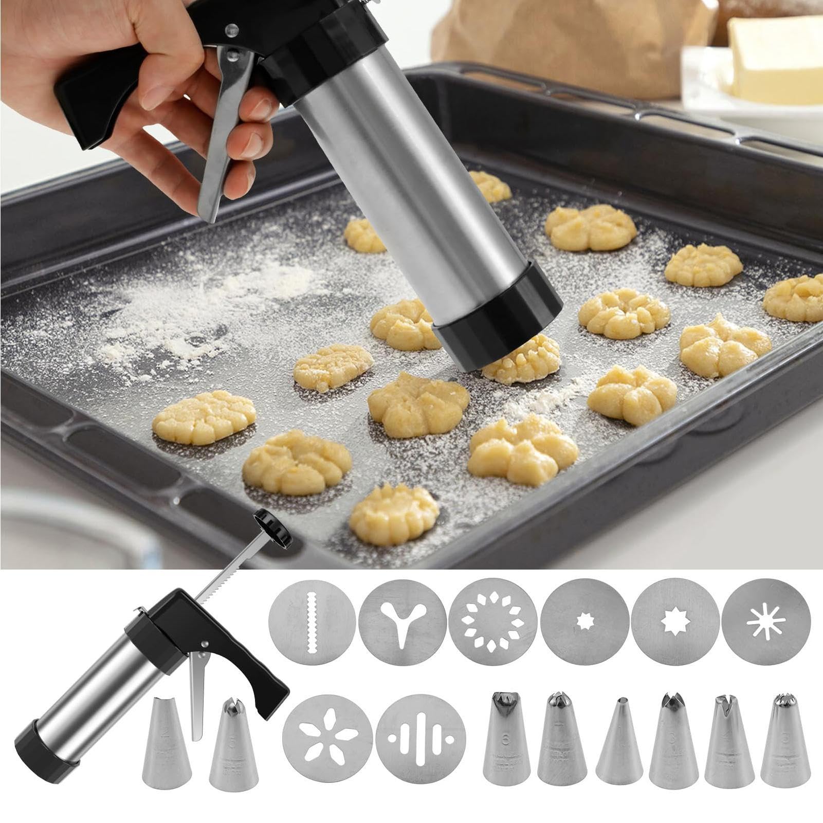 Macchina Per Churro Maker - Macchina Per Biscotti Con 8 Beccucci Per Laminazione | Macchina Per Churros Vuoti | Kit Churros In Acciaio Inossidabile | Churreras Para Churros Per Dolci, Biscotti E