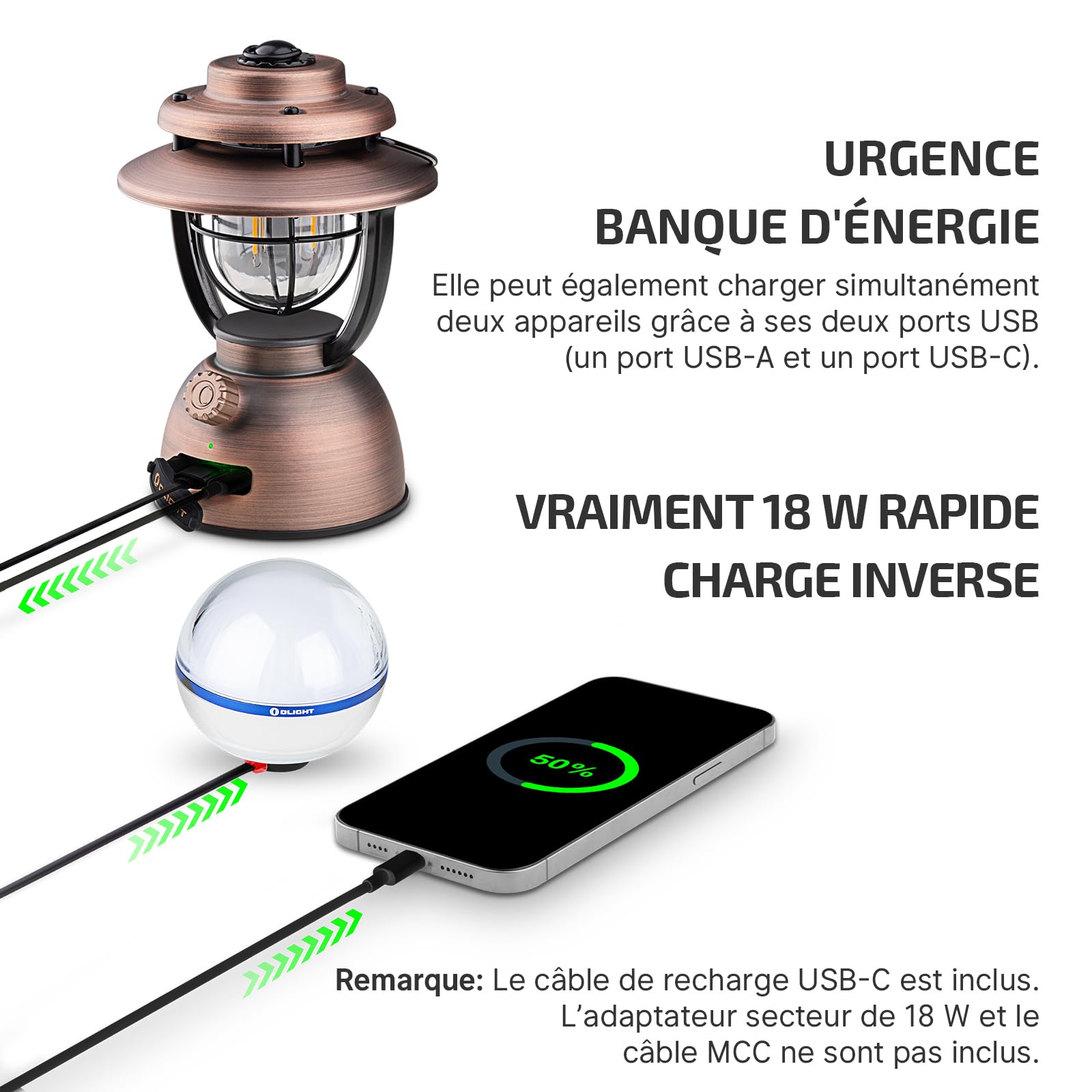 OLIGHT Olantern Classic 2 Pro Lampe de Camping Intelligente 300 LM avec Contrôle via Application, Lanterne LED de Style Rétro, Batterie de Secours Rechargeable via USB pour Le Camping
