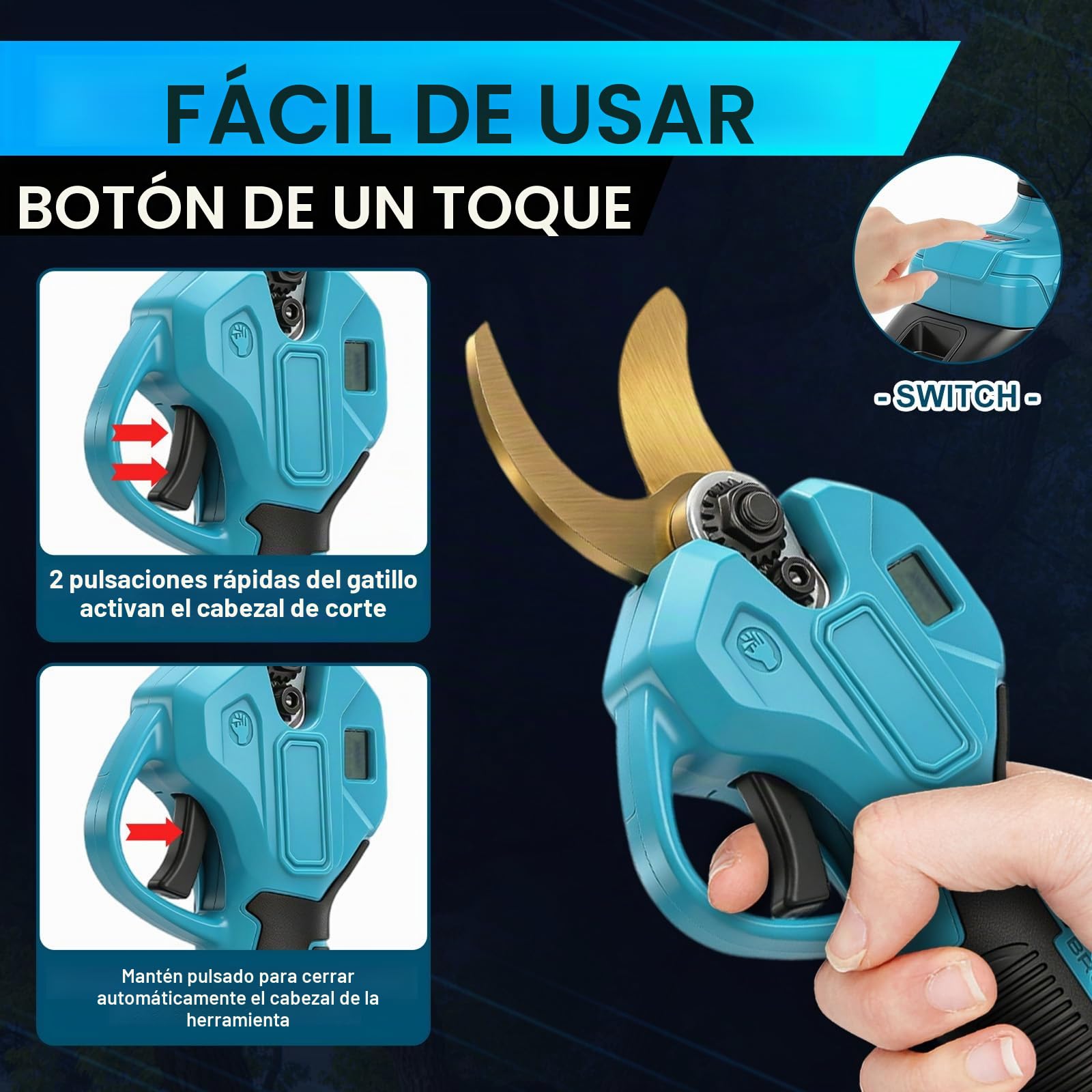 Tijeras de podar eléctricas y motosierra de 6 pulgadas 4 en 1 con batería | 21 V 4,0 A barra telescópica inalámbrica para Makita 18 V motor sin escobillas tijeras eléctricas para árboles frutales