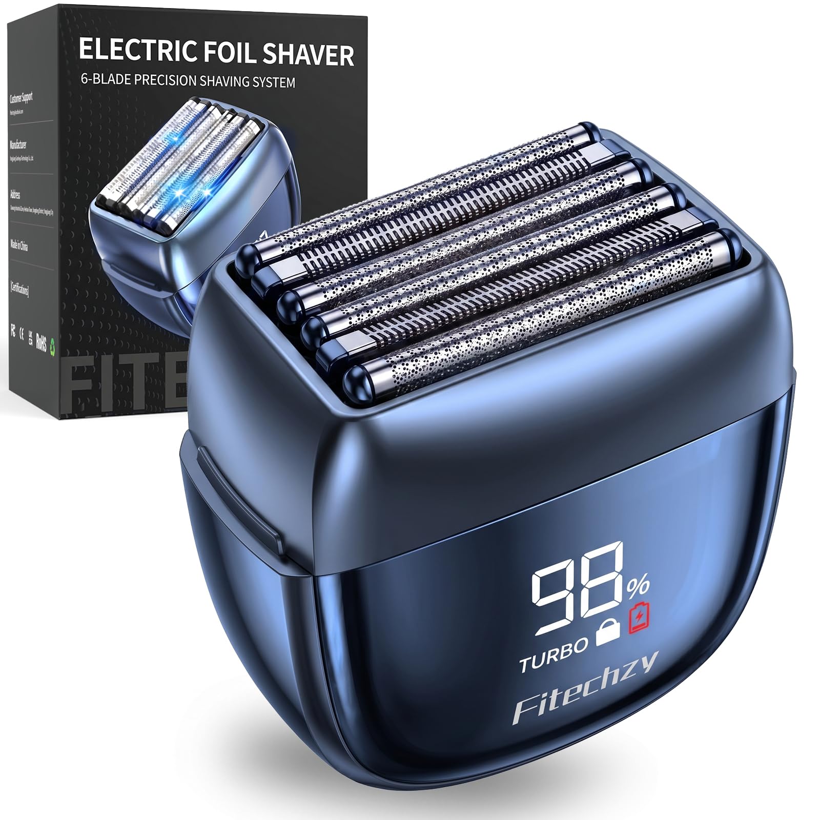 Electric Foil Shaver for Men, 6-Blade Razor for Thick Beards