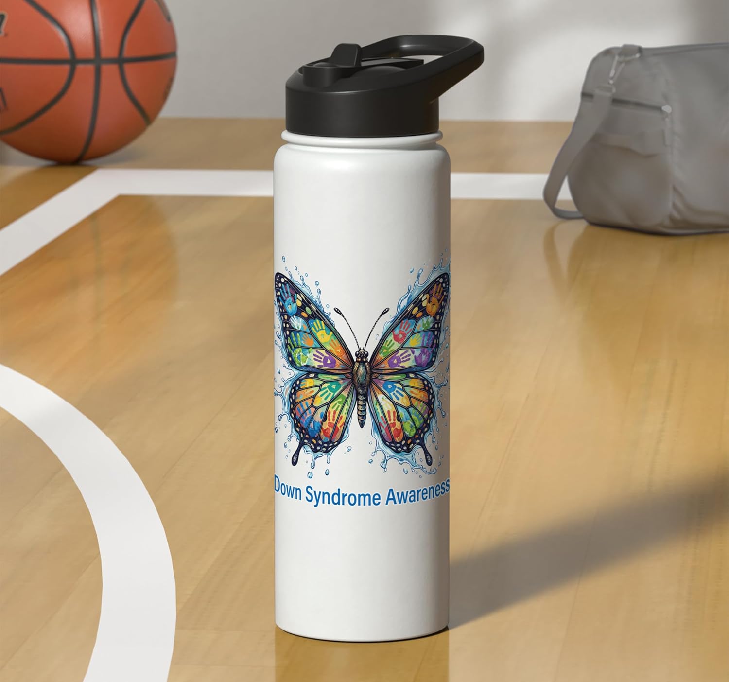 Down Syndrome Awareness Sunflower Ribbon Inclusion Support Stainless Steel Insulated Water Bottle