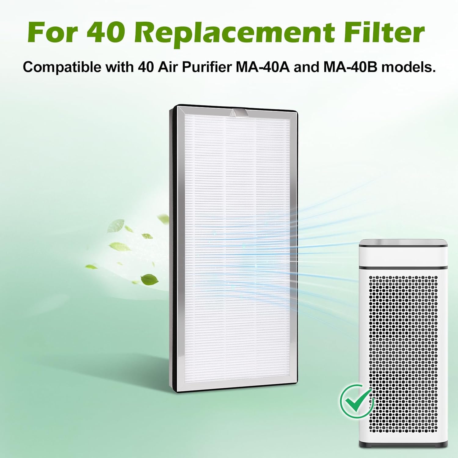 MA-40 Replacement Filter HEPA for MA-40 Air Purifiers filter replacement H13 Grade 3-in-1 (2 Pack) High Efficiency Filtration System for MA40W MA40 - Image 6