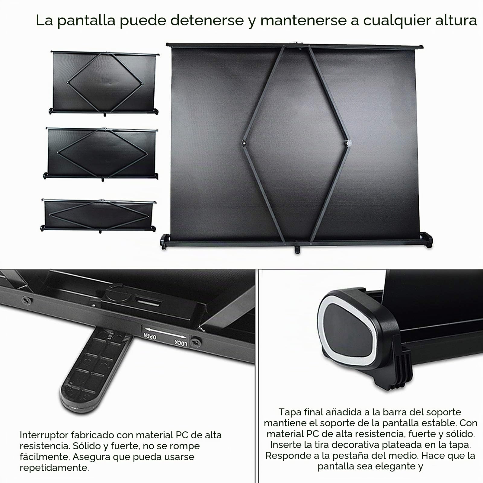 Pantalla de proyección de Mesa portátil, tamaño máximo de 50 Pulgadas 16:9 Pantalla de proyector desplegable para Cine en casa Cine en Interiores y Exteriores Video Oficina
