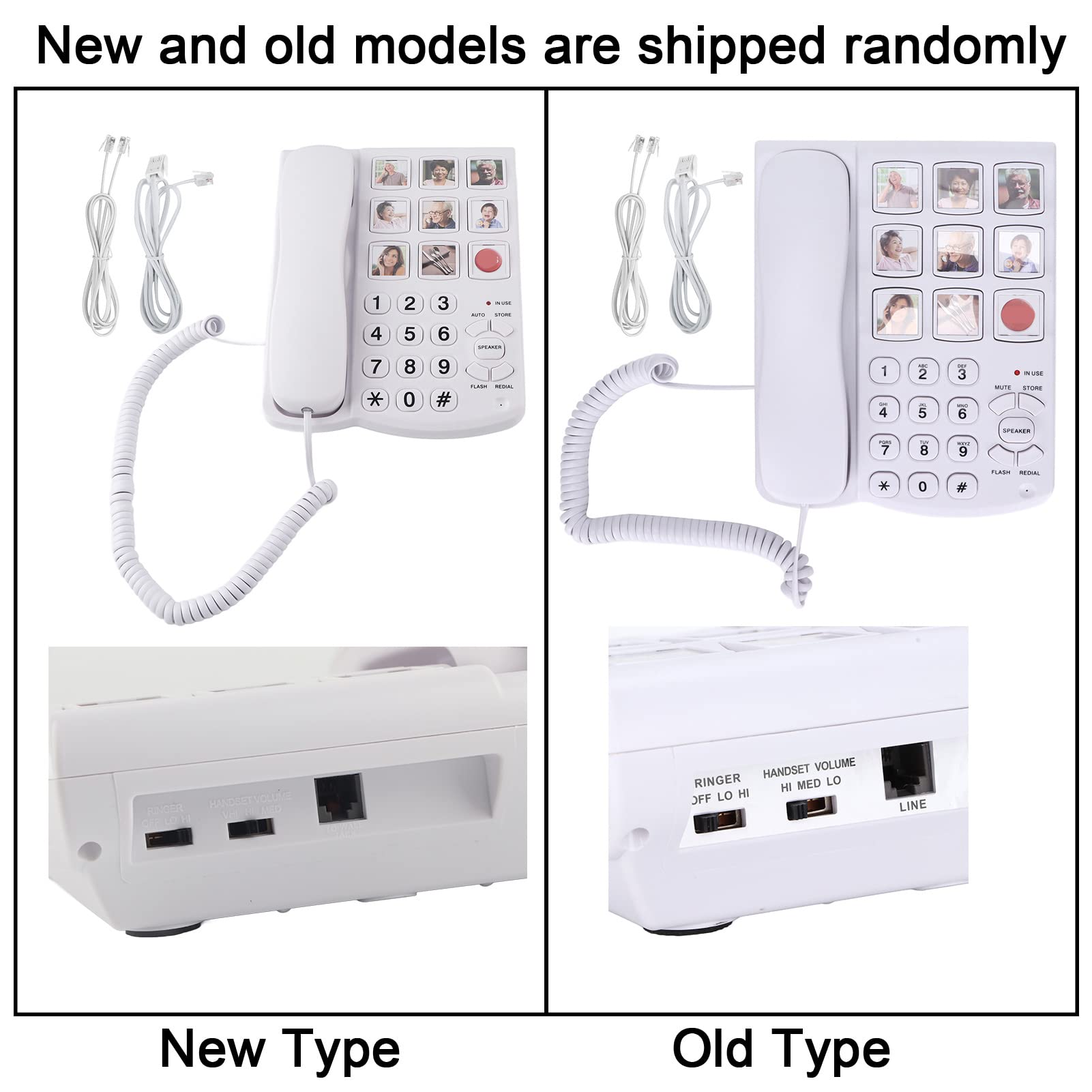 Teléfono Fijo con botón de Imagen Grande para Personas Mayores con Demencia, LD‑858HF Teléfono con botón Grande y Memoria de Fotos amplificada Línea Fija con Cable para Personas Mayores