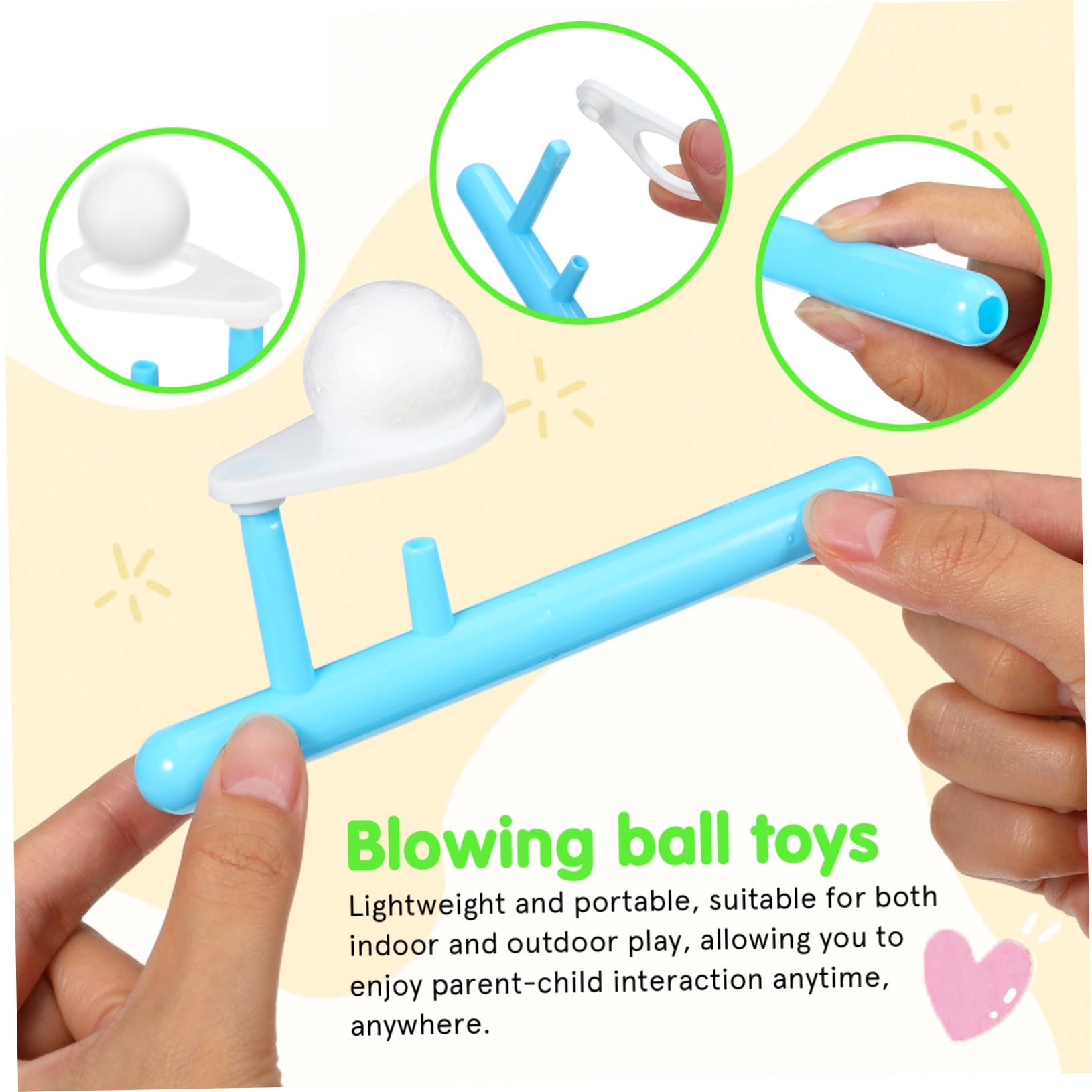 POPETPOP Jeu de Soufflage pour Garçon et Filles 24pcs Balle Flottante D'équilibre en Plastique Léger Facile à Utiliser Moments de Jeu en Famille et Fêtes
