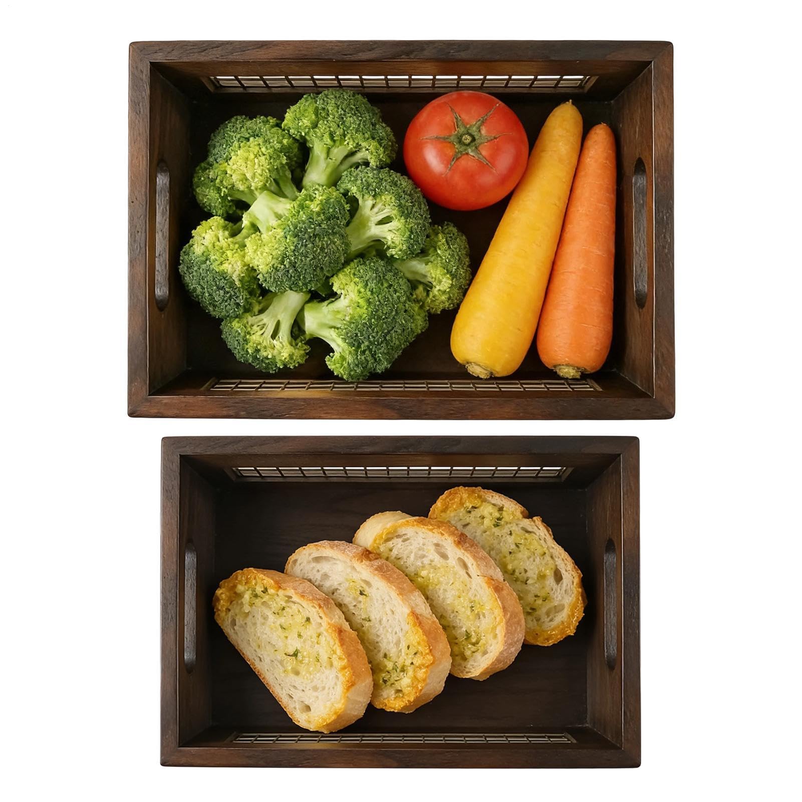 Paniers en bois de rangement pour légume de cuisine et garde-manger rustique