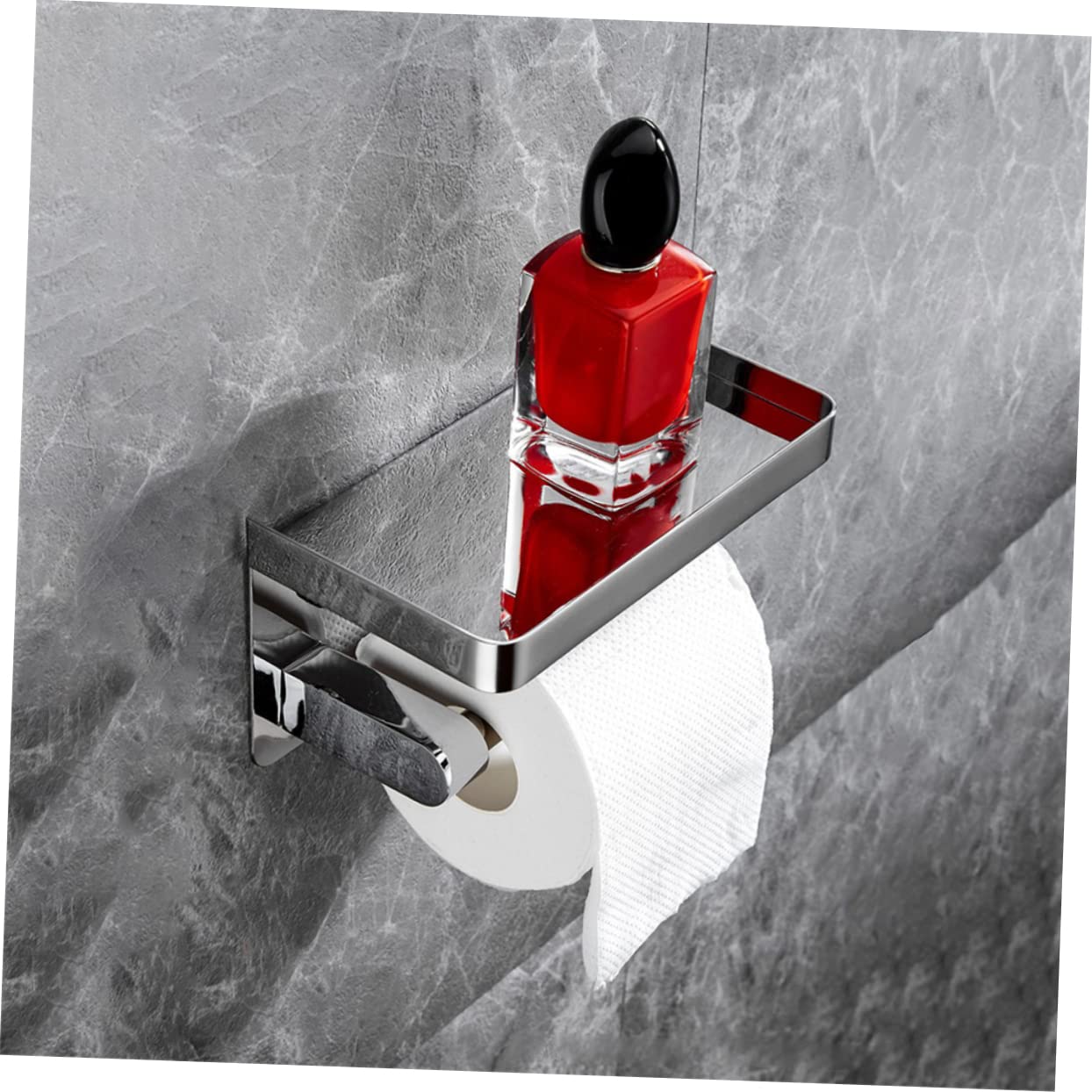 GALPADA Muro Telefono Igienica Acciaio da Porta Inossidabile Carta e con Funzionale Ripiano Antiscivolo Colore Argento Resistente per Bagno Toilette