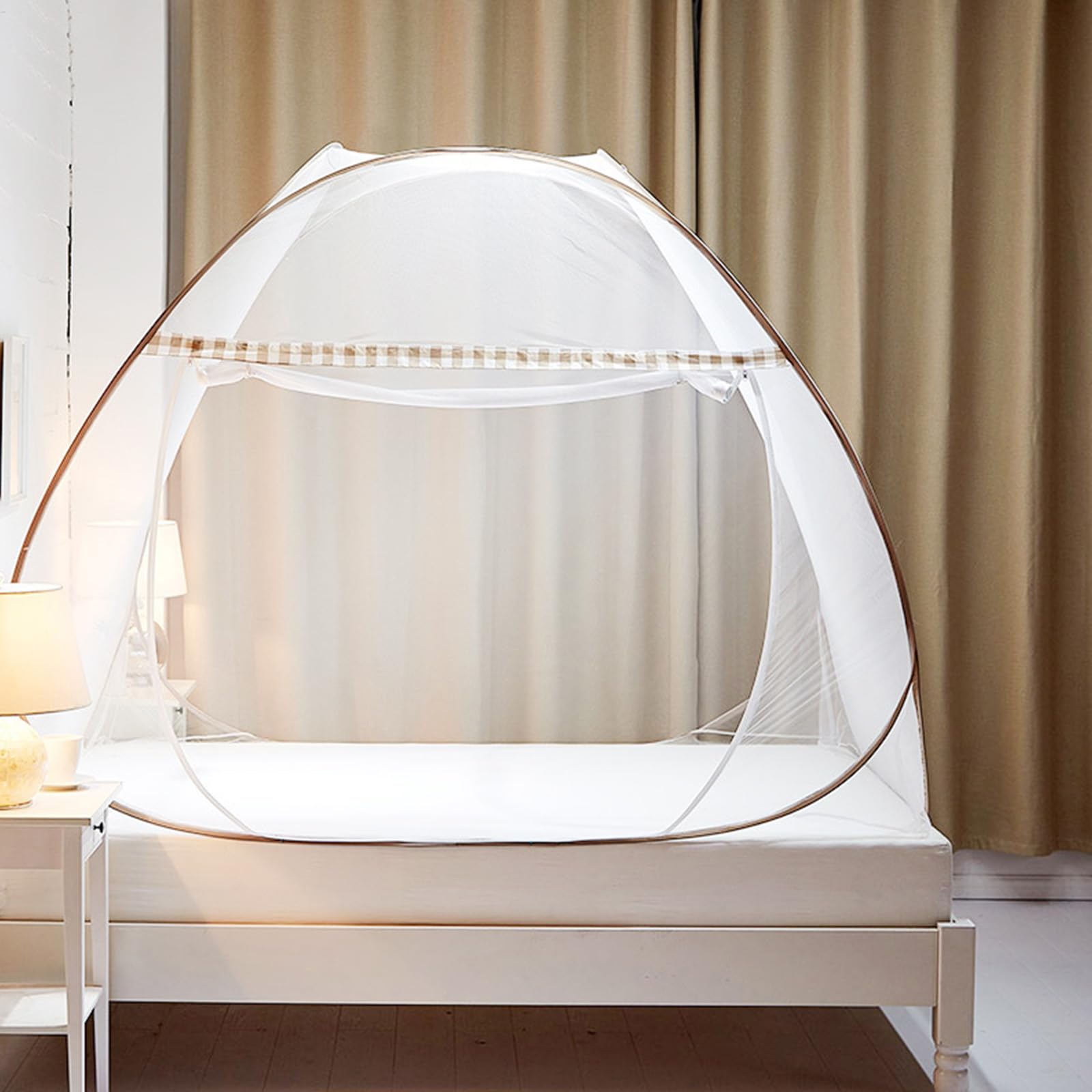 Luoziqinx A Pop-Up Bed Canopy, Portable Mosquito Net, Bed Tent Non Skin Irritation For Outdoor & Bedroom,,180X200x150cm